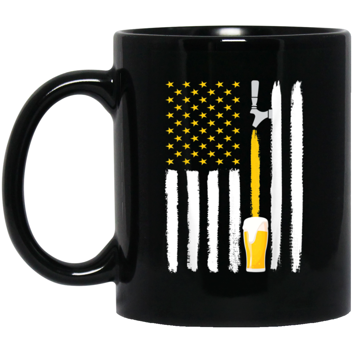 American Flag Craft Beer Shirt - USA Great Gifts 4th Of July Cup 11 oz Black Coffee Mug